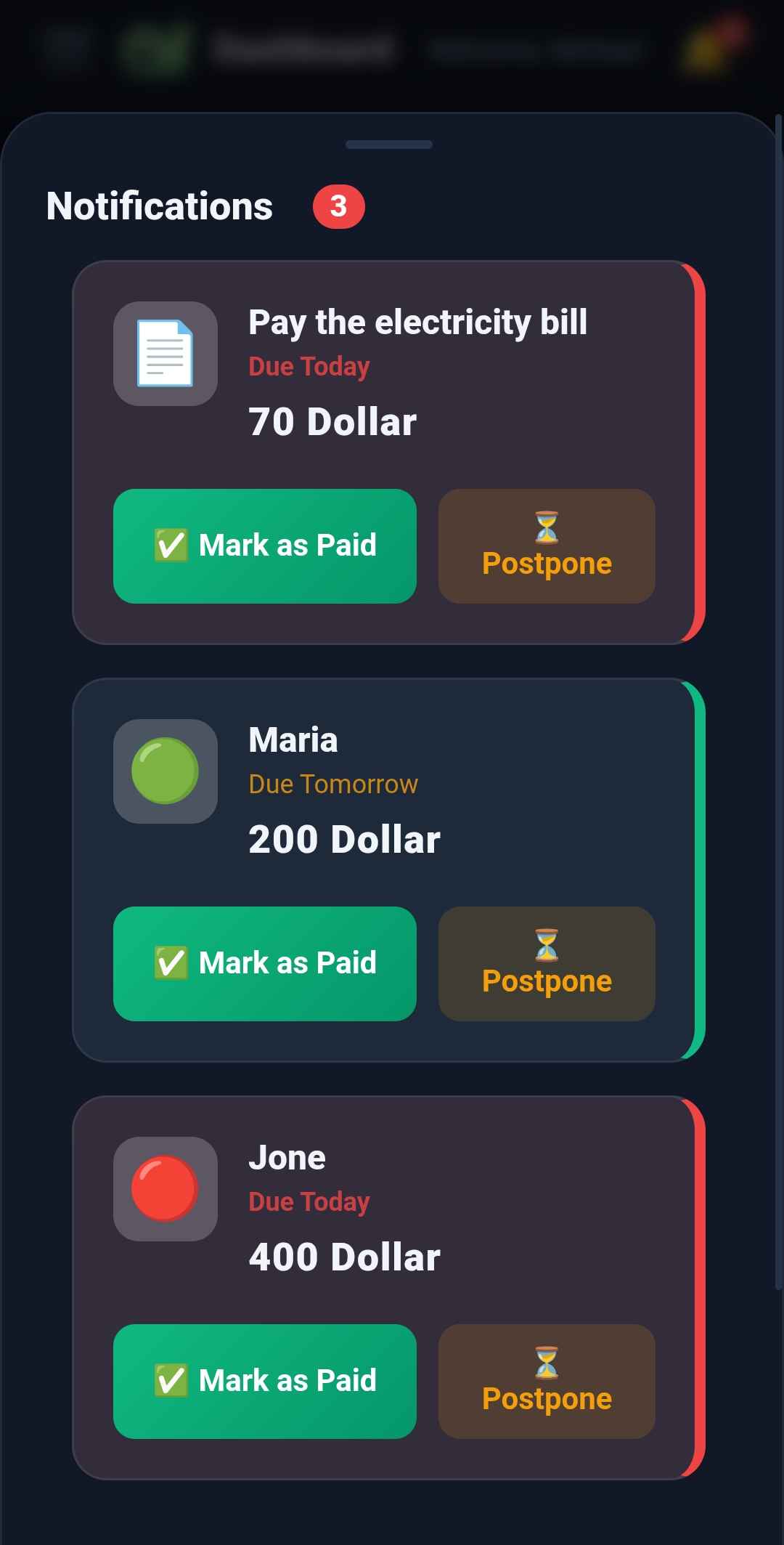 App settings with theme toggle currency selector and language switcher